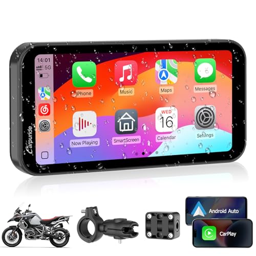 Carpuride W603 Ecrã Carplay para motocicleta, CarPlay sem fios e Android Auto para moto, controlo remoto, ecrã tátil impermeável de 6,3", áudio BT, navegação GPS, Siri, assistente de G00gle