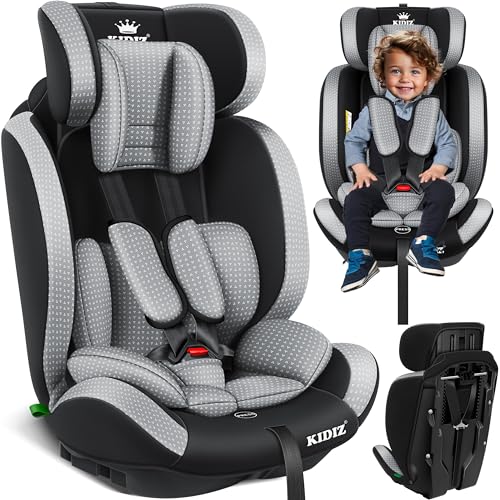 KIDIZ® Cadeira de carro bebé | assento infantil para carro, assento para crianças, 9 kg - 36 kg, 1-12 anos, grupo 1/2/3, universal, homologado de acordo com ECE R129/03, cinzento