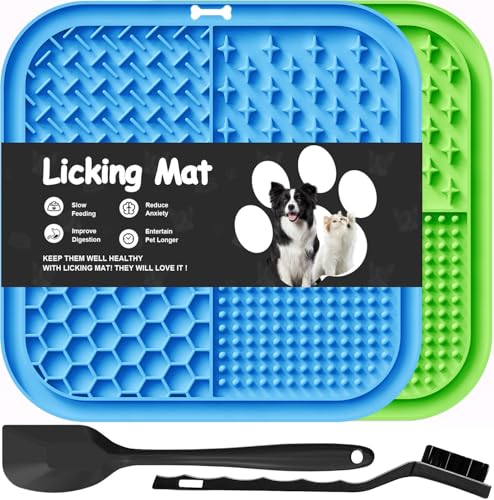 Azyh 2 tapetes para lamber cães e gatos com ventosas, alimentador lento para cães para aliviar a ansiedade, brinquedos para cães, tapete de alimentação para manteiga, iogurte, amendoim, tapete