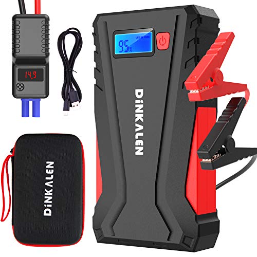 DINKALEN Arrancador de carros, 12800 mAh iniciador de baterias de carro (para 7,0 L de gasolina ou 5,5 L de gasolina), com carregamento rápido QC3.0