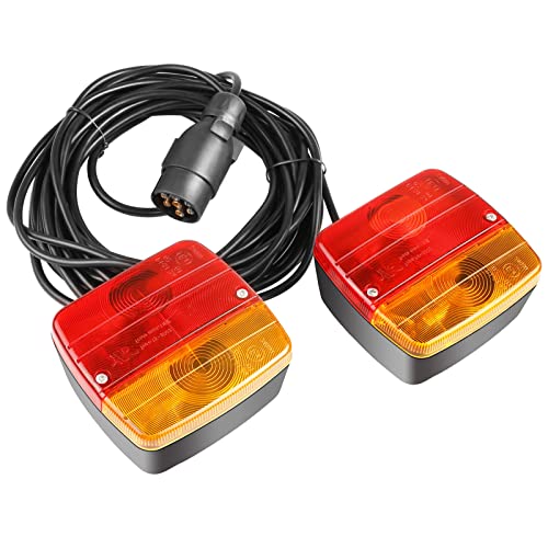 MAMIZO Luzes traseiras para reboques magnética instalação com 7 m cabo 7 pinos 12 V marca de teste E para camiões cavãs boiões barcos luzes traseiras iluminação