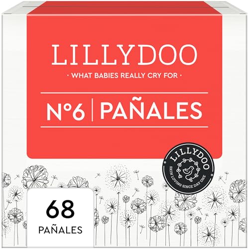 Fraldas LILLYDOO delicadas com a pele - tamanho 6 (13 kg), caixa de meio mês (68 unidades), proteção contra fugas, macias, sem perfumes ou loções e dermatologicamente testados