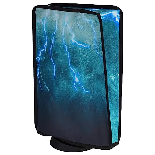 PlayVital Capa anti-pó vertical para ps5 - capa protetora anti-riscas e anti-água, camada dupla com forro suave, compatível com ps5 edição digital e padrão, acessório para consola, Tempestade trovão