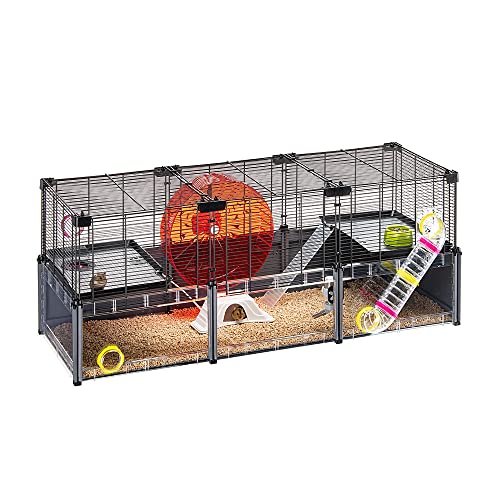 FERPLAST - Gaiola grande para hamster - Gaiola para ratos - malha metálica - com acessórios - modular - Multipla Hamster, 107,5 x 37,5 x h 42 cm