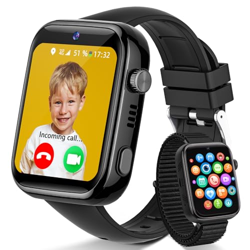 4G Relógio inteligente criança, IP68 impermeável Smartwatch crianças com chamadas, chamadas de vídeo, chat de voz, SMS, WhatsApp, WiFi, GPS, SUS, modo escola, podómetro relógio inteligente meninos e