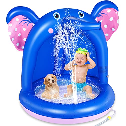 lenbest Piscina insuflável para bebés, insuflável infantil, elefante splash pool para crianças, aspersor com fundo de bolha insuflável de camada dupla para jardim, piscina, praia
