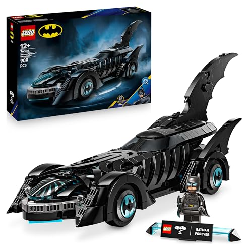 LEGO DC Batman Batmóvel de Batman Forever - carro de super-herói de brinquedo e minifigura - quarto que se abre e interior detalhado - presente para crianças e meninos de 12 anos 76304