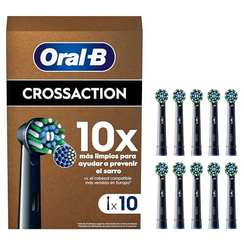 Oral-B Pro CrossAction Peças sobresselentes para escova de dentes elétrica, conjunto de 10 cabeças, preto (tamanho da caixa de correio)