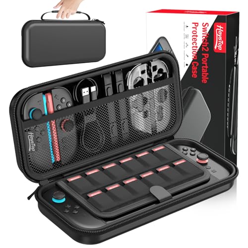 HEYSTOP Funda para Nintendo Switch 2 Accesorios, Último Modelo 2025, Estuche de Transporte Rígido Protector y Portátil, Estuche de Viaje para Nintendo Switch 2 con Interior Suave y Bolsillo de Malla