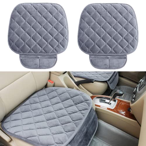 Capa de assento de carro universal em veludo protetor para capa de assento de carro almofada com bolsa assento de carro para carro escritório casa (2 para assento dianteiro, cinzento)