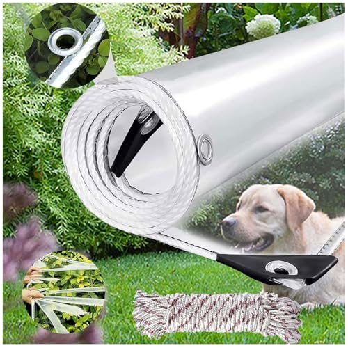 Lona de proteção transparente com ilhoses, 6,5 x 16,4 pés, 0,35 mm de espessura de lona de PVC, impermeável, multiusos em poliéster para móveis, piscina, carro, jardim, incluindo cordas e amarras (2 x
