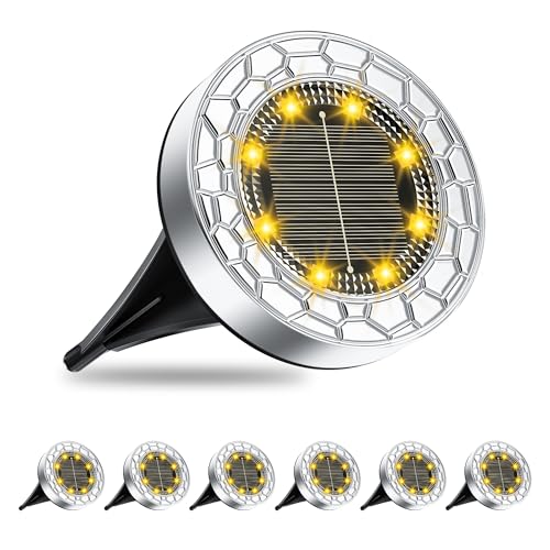 FIFlying 6 lâmpadas solares de chão para exteriores, 8 LED, lâmpada solar para exterior, lâmpada solar para jardim, impermeável, para exterior, jardim, terraço, relva, pátio, passarela,