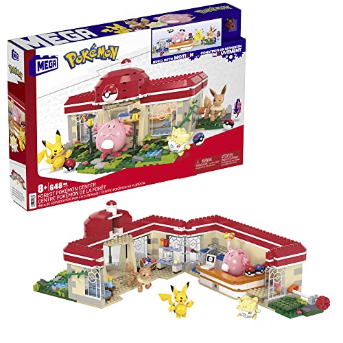 Mega Construx Pokémon Centro Pokemon na floresta + 600 blocos de construção com 4 personagens, brinquedo + 8 anos (Mattel HNT93)