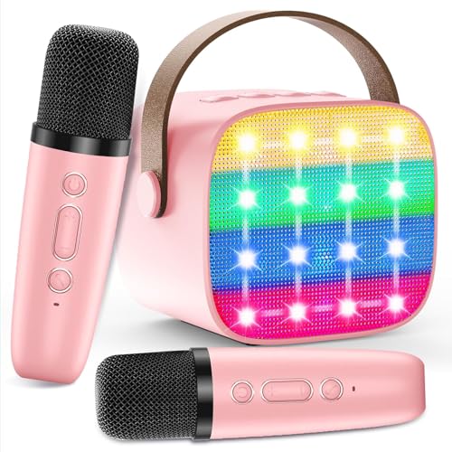 Máquina de karaoke para crianças com 2 microfones, brinquedos para meninas de 3 a 12 anos, mini brinquedos de microfone de karaoke para crianças, presentes para 5 6 7 8 9 10 11 anos adolescentes