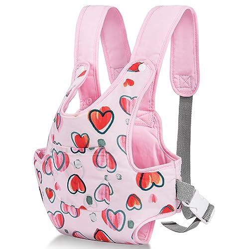 Aolso Porta-bebés para bonecas, acessórios para bonecas bebé de 14 a 18 polegadas, portador de bonecas de transporte para crianças, brinquedos para jogos de role-rosa
