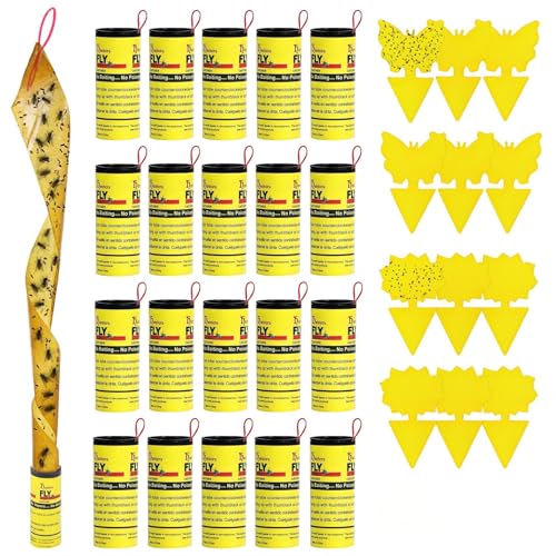 32 armadilhas para moscas, 20 x pega moscas tiras e 12 x armadilha para mosquitos amarela no total, armadilha mosquitos insetos