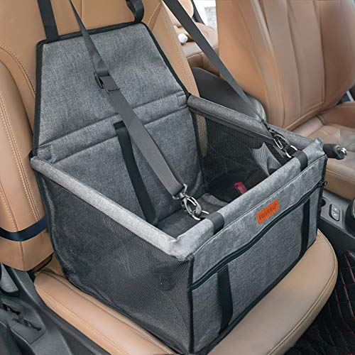 SWIHELP Bolsa de transporte de animais de estimação, assento de segurança para carro desenhado para animais de estimação, cães e gatos, dobrável e lavável, mala de viagem para animais de estimação pequenos com bolso e fecho