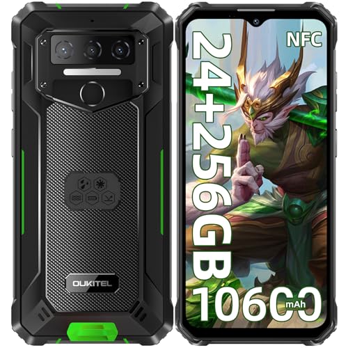 OUKITEL WP23 Plus telemóvel resistente (2025), 10600 mAh 24 GB RAM+256 GB ROM/1TB telemóvel inquebrável, 6,52" HD telemóvel Android 14, câmara 13 MP+5 MP, 4G dual SIM/NFC/GPS/GPS/OTG/Face ID/IP68