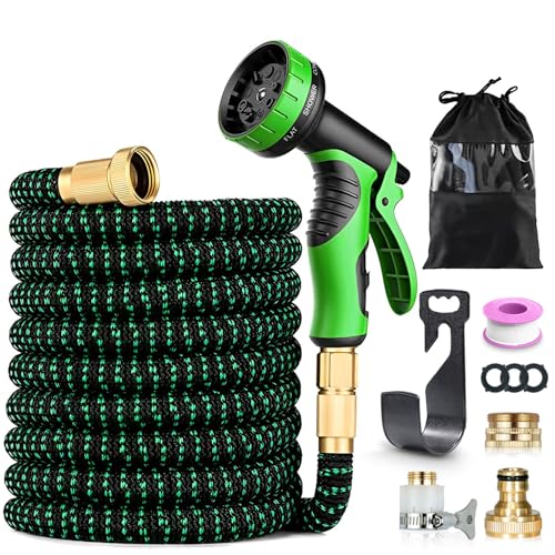 Rantizon Mangueira extensível de 30 m com em 10 modos, mangueira de jardim expansível com 3/4" - 1/2" conector de latão?4 camadas de látex à prova de fugas, mangueiras extensíveis e jardim de 30