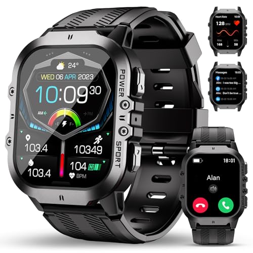 OUKITEL BT20 Relógio inteligente homem com chamadas Bluetooth, 1,96" Smartwatch homem com oxímetro de pressão, monitor de sono, impermeável Smartwatch com modo desportivo para Android/iOS