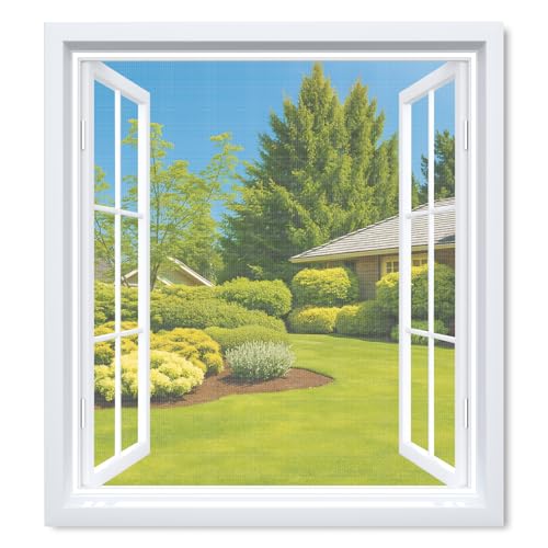 MYCARBON 4 peças, mosquiteira para janela, 110 x 130 cm, branco, auto-adesivo, cortável, com faca anti-moscas