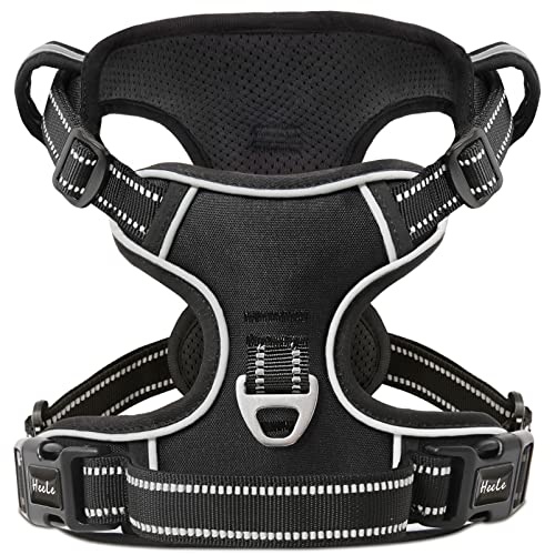 HEELE Arnês anti-puxões para cão respirável com aderência acolchoada e linhas refletoras - Easy Safe com vários utilitários para cães pequenos, preto, S