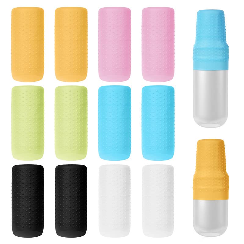 Aucuu 12 peças capas de silicone para garrafas de viagem, mangas elásticas para viagens à prova de fugas, capas de silicone para produtos de higiene pessoal de viagem, para produtos de higiene pessoal