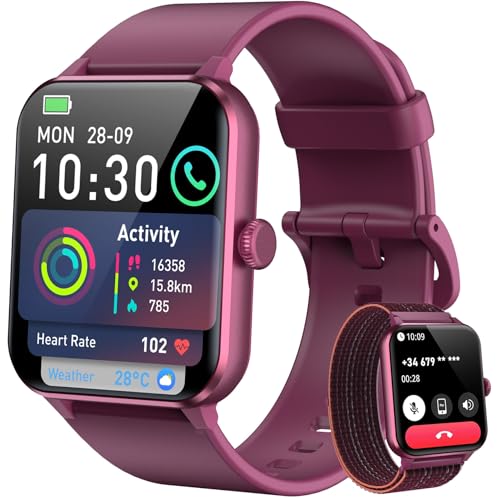 Blackview Relógio inteligente mulher com chamadas Bluetooth, pulso / oxímetro / sono/pedómetro, 1,85" Smartwatch com Whatsapp mensagens, 100 modos desportivos, pulseira atividade para Android iOS
