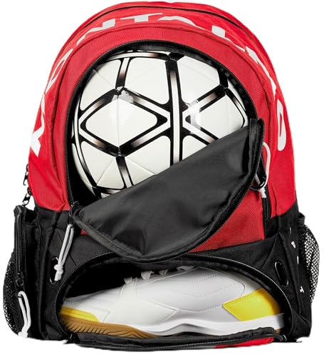 MONTALMO Mochila de futebol basquetebol Voley handebol com sapatilhas e compartimento de bola | mochila de desporto para crianças, menina