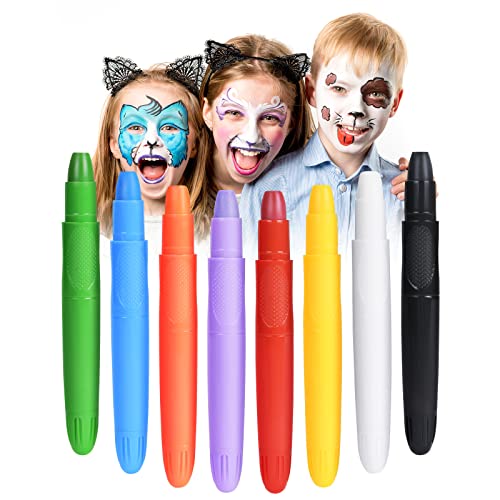 URAQT Tintas rosto para crianças, 8 cores de segurança não tóxica pinturas caras infantis, pintura corporal e facial para gravidez de barriga, pinturas maquilhagem Halloween festival festa cosplay