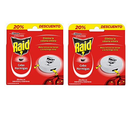 Raid Iscas - armadilhas antoformigas. Elimina a colónia de formigas inteira. Efetivo em interiores e exteriores. 2 Pacotes
