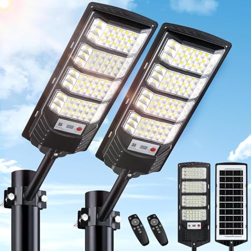 SENDALE Lanternas solares para exterior, 400 W, 84 LED luz solar potente com controlo remoto, IP66 impermeável luz solar exterior sensor de movimento, holofote solar luz de segurança para jardim