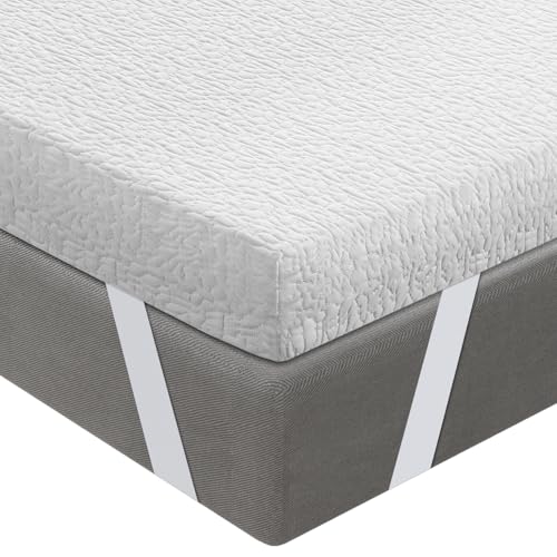 BedStory 10 cm Topper, 90 x 190, Topper viscoelástico com memória, sobrecolchão com espuma de memória, sobrecolchão removível e lavável