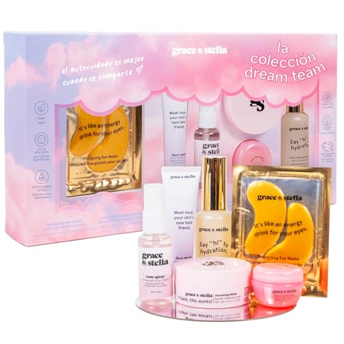 grace & stella Kit Cremes mulher presente do dia dos namorados - para oferecer à mãe com adesivos para os olhos e muito mais - para despedidas de solteira - Kit Skincare Vegan para adolescentes