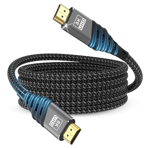 Cabo HDMI, cabo HDMI 2.1 Ultra 48Gbps HighSpeed 8K@60Hz 4K@120Hz 7680P eARC HDCP 2.2&2.3 DTS:X Dynamic HDR Dolby Atmos Cable compatível com HDTV, Xbox, Mac, PC, PortátilG or, projetor, PS 5/4/3,5 m
