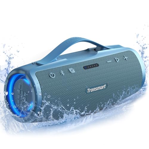 Tronsmart Mirtune S100 Altifalante Bluetooth 50 W, altifalante portátil potente, resistente à água IPX7, alça removível, 20H de reprodução, som estéreo, Aux e Powerbank, Speaker com EQ para exterior