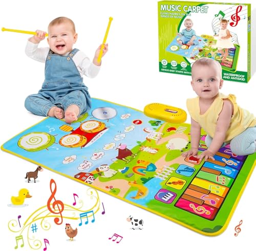 HappyGoLucky Brinquedos crianças 1 2 3 4 anos, tapete musical presente menina 1-5 anos brinquedos bebé 1 ano presentes crianças 1 2 3 anos brinquedos menina presentes para bebés presente páscoa menino
