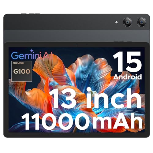 DOOGEE Tab E3 Pro Tablet de 13 polegadas, 32 GB + 256 GB/2TB Tablet Android 15, Gaming Tablets Octa Core 11000 mAh Helio G100, gémeos AI/4G dual SIM WiFi 5G/13 MP+ 8MP/GPS/OT/OT/OT/OT/OTW. G/ID da