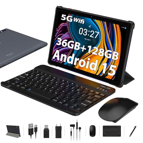Tablet de 10 polegadas, Android 15, 36 GB RAM+128 GB ROM/2TB TF, Octa-Core 2,0 GHz, Widevine L1, ecrã IPS 1080 x 800, 8000 mAh, 5G WiFi, BT 5.0, câmara 8 MP, T, T, T, Tablet tablets com função Da