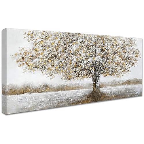 Flor branca folhas douradas árvore moldura de madeira grandes quadros decoração sala de estar modernos tela decorativos pintura imagem foto quadros decorativos sala de estar sala de jantar quarto