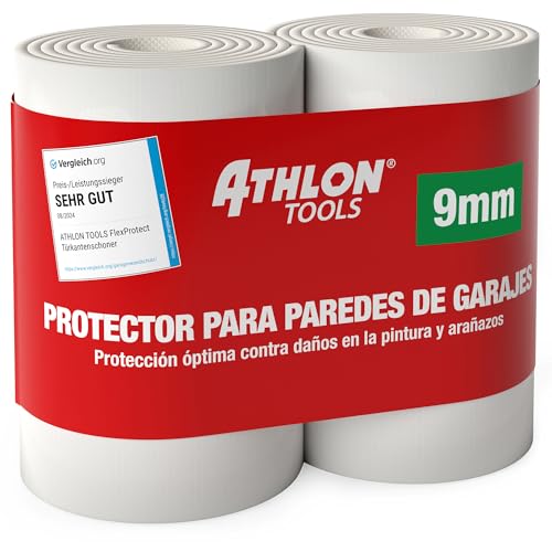 ATHLON TOOLS 2 X FlexProtect Protetores de parede de garagem, cada 2 m de comprimento, protetor extra grosso da borda de portas, auto-aderente, impermeável
