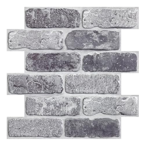 Commomy 10 peças painéis de parede 3D decorativos para parede de tijolo, 30 x 30 cm, autocolante PVC painel decorativo tijolo falso para cozinha, quarto, sala de estar