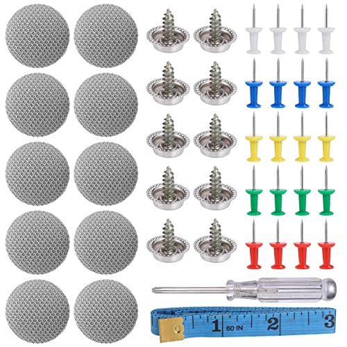 Zocipro Pinguim de teto para carro, 65 unidades botões de reparação de teto para carro, rebites de retenção de fivela com 65 pinos de cores, 1 chave de fenda 1 fita métrica para todos os tetos carros