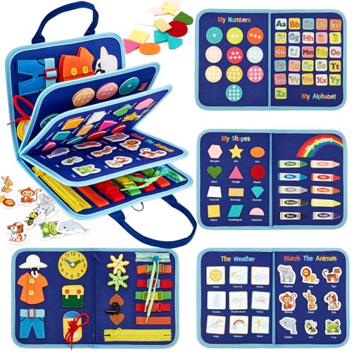 hahaland Busy Board Montessori 2 anos - livro Montessori Maletin painéis sensoriais placa Busy Book - brinquedos educativos presente para crianças 2 3 anos