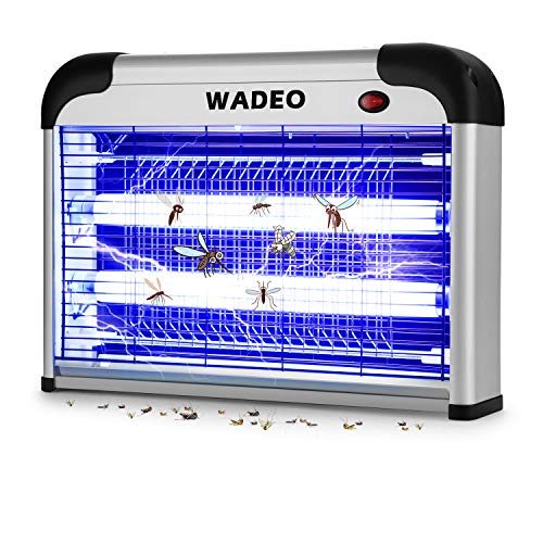 WADEO Candeeiro de insetos elétrico com luz UV, armadilha para insetos de 20 W, mata moscas interior e exterior, armadilha anti-mosquitos para escritório e jardim, faixa válida de 100 m²