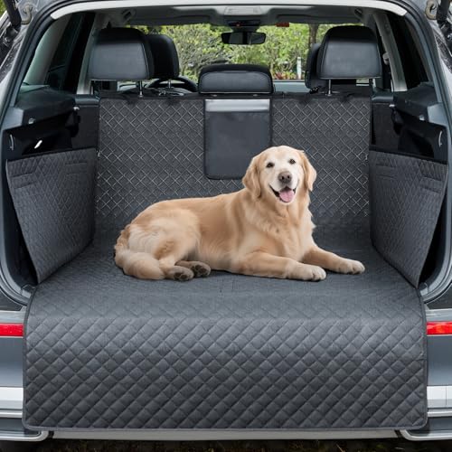 Lekespring Protetor de mala para cães, manta impermeável e antiderrapante com proteção lateral e para-choques, capa resistente e fácil de limpar para porta-malas de carro - preto