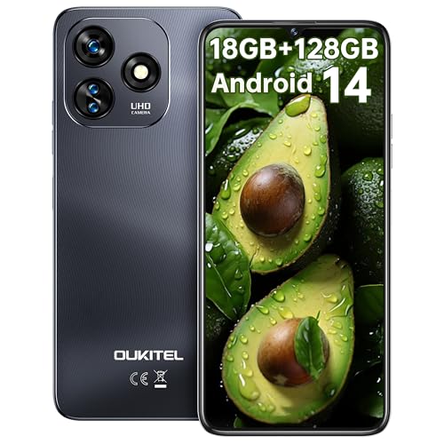 OUKITEL C51 Telefones celulares livres, ecrã HD de 6,8" 90 Hz, smartphones, 18 GB + 128 GB/1 TB Android 13 Smartphone, bateria 5150 mAh, câmara 13 MP móvel, 3 ranhuras para cartões / OTG. /GPS, N