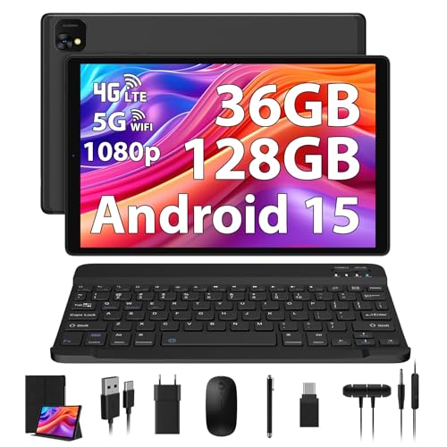 PIXPEAK Tablet de 10 polegadas 4G LTE e 5G WiFi, Android 14,0 Octa-Core 2,0 GHz, 36 GB RAM, 128 GB ROM (1 TB Expandível), 1920 * 1200FHD, 13 MP + 8 MP, tablet com teclado etc, G, G, G, G.
