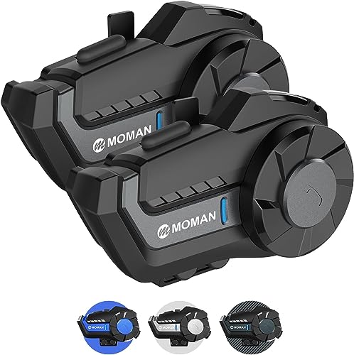 Moman Intercomunicador capacete para moto, H2 Pro【2 peças preto】 Interfone mãos livres motociclismo auriculares sistema de comunicação 1000 M com DSP&CVC, intercomunicador intercomunicador e capacete