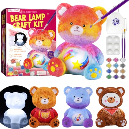 Kit de pintura candeeiro, luz noturna urso 3D, arte kits de artesanato meninos e meninas 6 7 8 9 10 anos, urso jogos e brinquedos de pintura para crianças 4-12 anos, ideias presente de aniversário